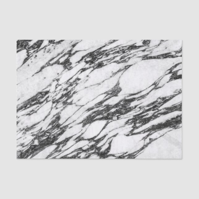Simple Modern Black and White Marble Stone Tissue Paper (Front)