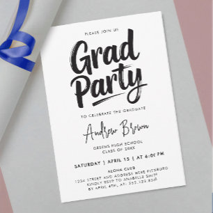 Simple Modern Black And White Painted Calligraphy Invitation