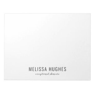 Simple Modern Black and White Personalised Notepad