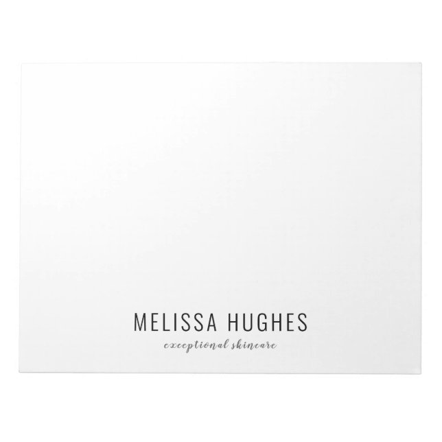 Simple Modern Black and White Personalised Notepad (Front)