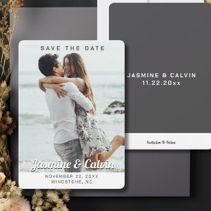 Simple Modern Black and White Photo  Save The Date