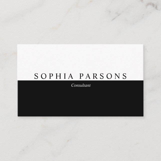 Simple Modern Black and White Professional Business Card (Front)