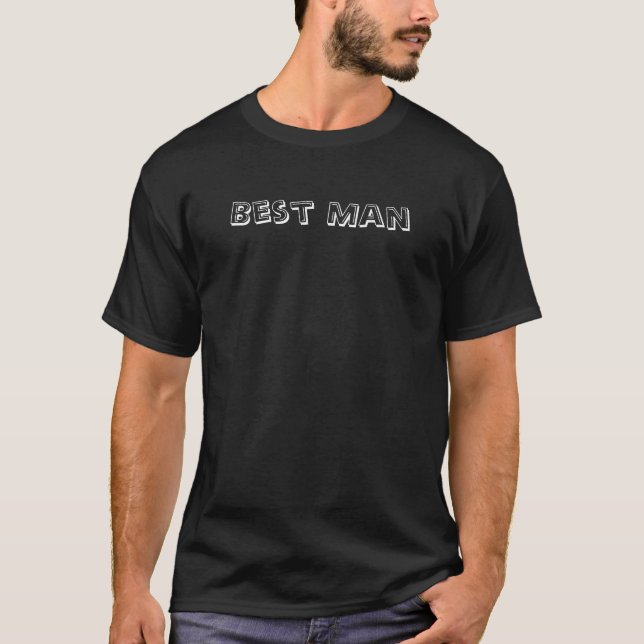 Simple Modern Black and White Wedding Best Man T-Shirt (Front)