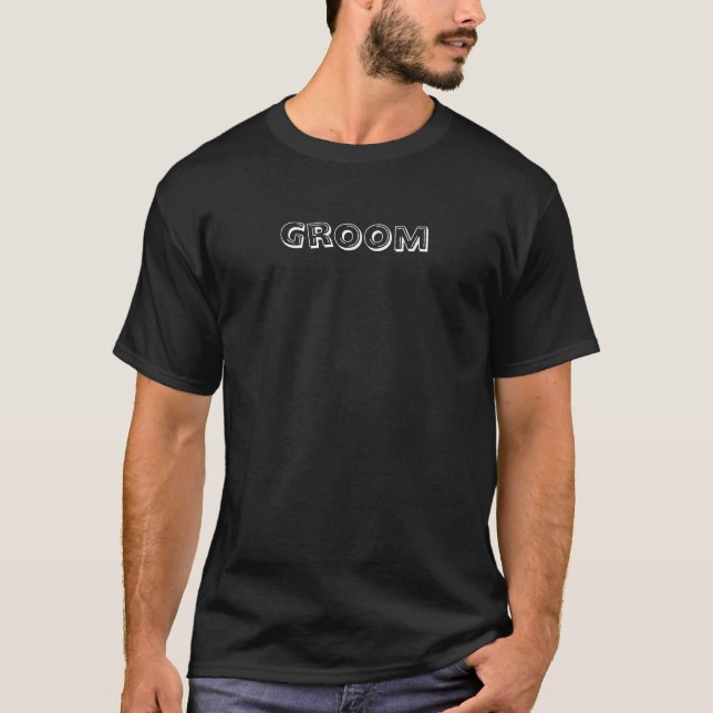 Simple Modern Black and White Wedding Groom T-Shirt (Front)