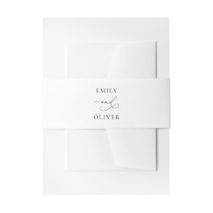 Simple Modern Black and White Wedding I  Invitation Belly Band