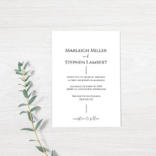 Simple Modern Black and White Wedding Invitation