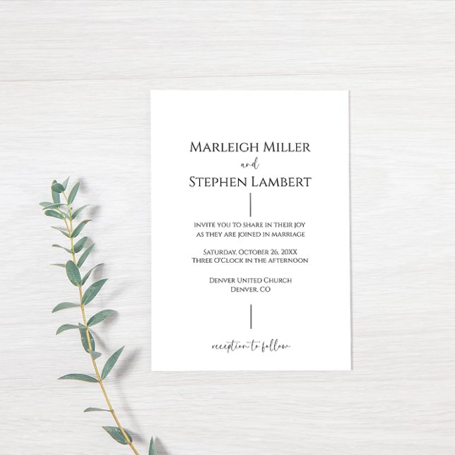 Simple Modern Black and White Wedding Invitation (Creator Uploaded)