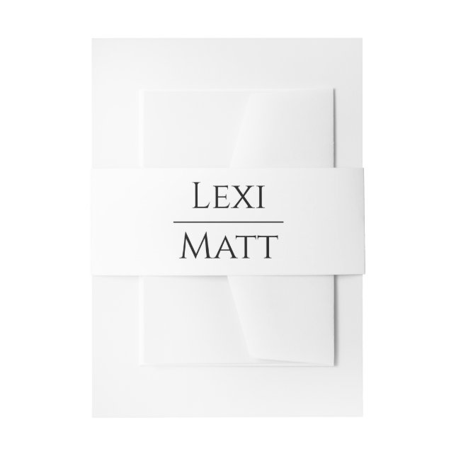 Simple Modern Black and White Wedding Invitation Belly Band (Front Example)