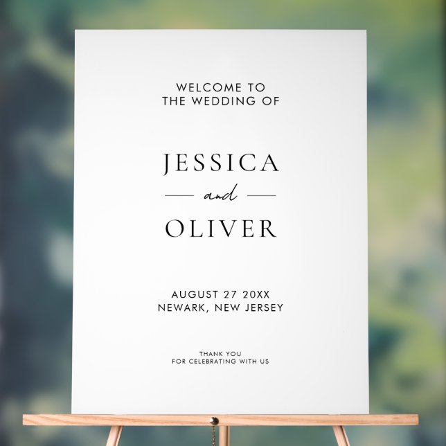 Simple Modern Black and White Wedding Welcome Acrylic Sign (Neutral)