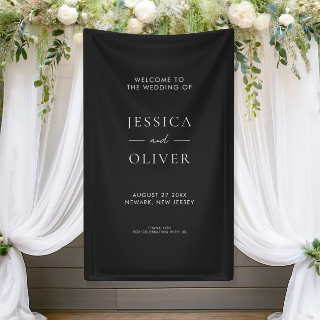 Simple Modern Black and White Wedding Welcome Banner (Creator Uploaded)