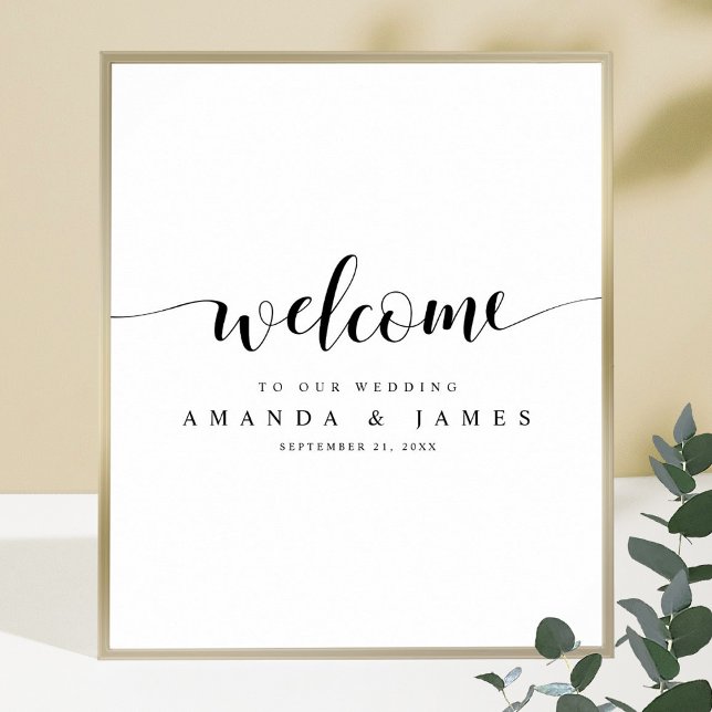 Simple Modern Black and White Wedding Welcome Poster (Creator Uploaded)