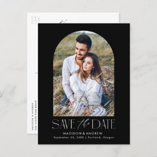 Simple Modern Black Arch Photo Save the Date Announcement Postcard