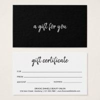 Simple Modern Black Business Gift Certificate
