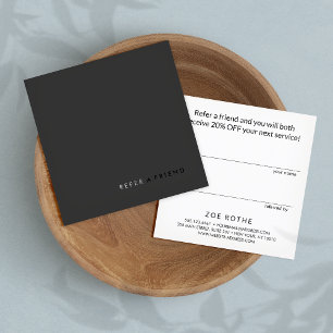 Simple Modern Black Customer Referral Card