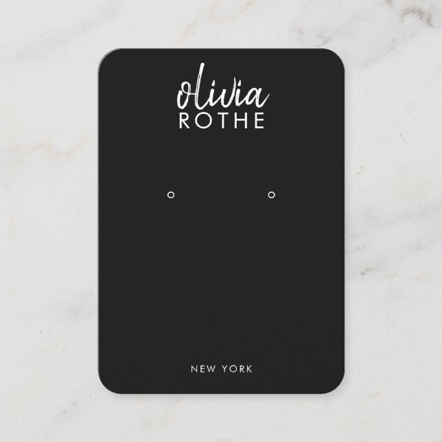 Simple Modern Black Earring Display  Business Card (Front)