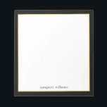 Simple Modern Black Gold Border Personalized Notepad<br><div class="desc">Simple Modern Black Gold Border Personalized Notepad</div>