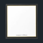 Simple Modern Black Gold Border Personalized Notepad<br><div class="desc">Simple Modern Black Gold Border Personalized Notepad</div>