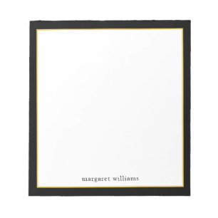 Simple Modern Black Gold Border Personalized Notepad