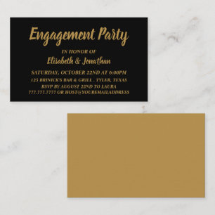 Simple & Modern Black Gold Engagement Party Invite