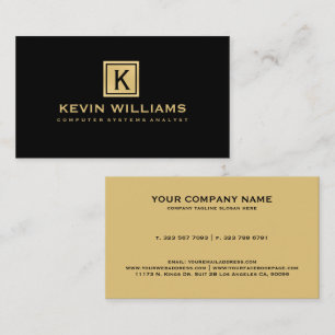Simple Modern Black & Gold Geometric Accent Business Card