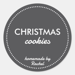 Simple Modern Black Homemade Christmas Cookies Classic Round Sticker