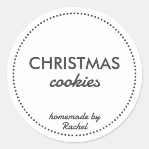 Simple Modern Black Homemade Christmas Cookies Classic Round Sticker