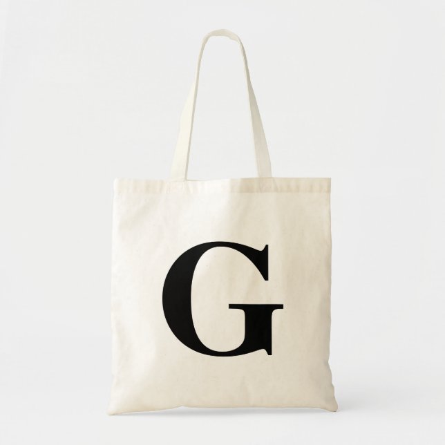 Simple Modern Black Initial Tote Bag (Front)