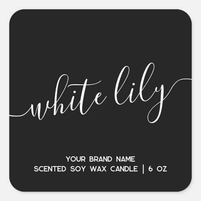 Simple modern black minimal candle label (Front)