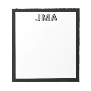 Simple Modern Black Monogram Notepad