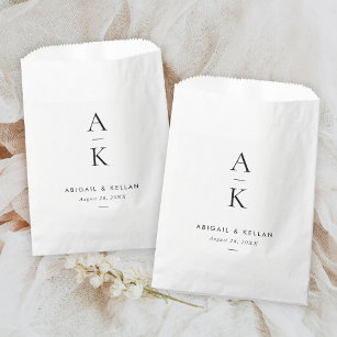 Simple Modern Black Monogram Wedding Favour Bags