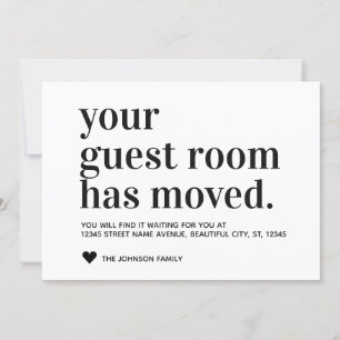 Simple Modern Black New Address Guest Room Moving Announcement