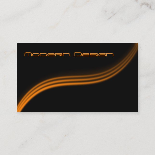 Simple Modern Black, Orange Swoosh - Business Card (Front)