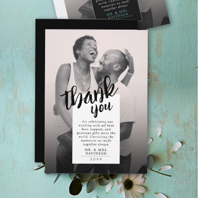 Simple Modern Black Photo Family QR Thank You Card (Creator Uploaded)