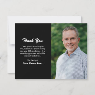 Simple Modern Black Photo Funeral Thank You Card