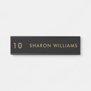 Simple Modern Black Professional Employee Name Door Sign