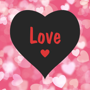 Simple Modern Black & Red Heart Valentine Sticker