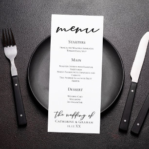 Simple Modern Black Script Wedding Dinner Menu