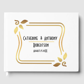 Simple Modern Black Script Wedding Guest Book