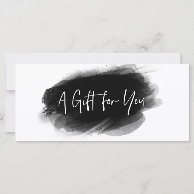 Simple Modern Black White Certificate Gift Card (Front)