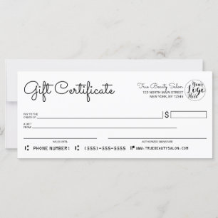 Simple Modern Black White Check Gift Certificate