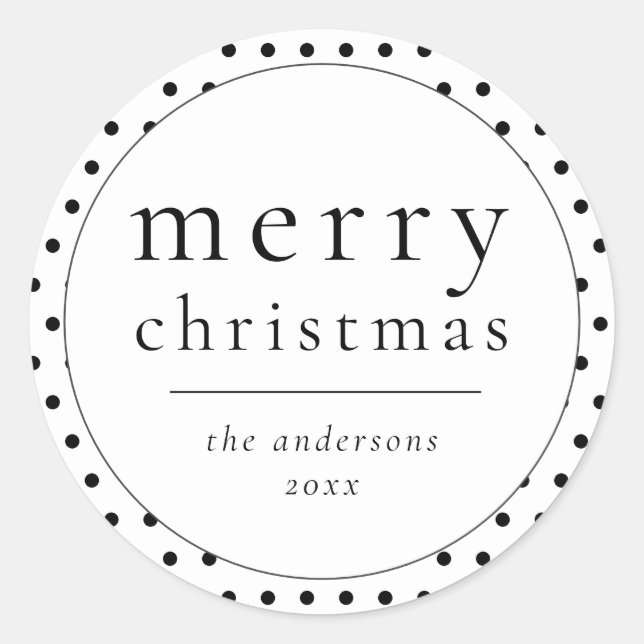 Simple Modern Black & White Christmas Classic Roun Classic Round Sticker (Front)