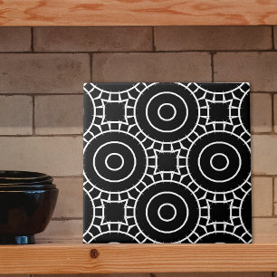 Simple Modern Black & White Geometric Pattern Tile