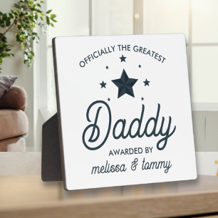 Simple Modern Black White Greatest Dad Plaque
