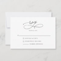 Simple Modern Black & White II RSVP Reply Card