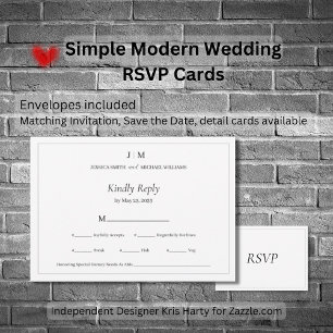 Simple Modern Black White Minimal Border RSVP