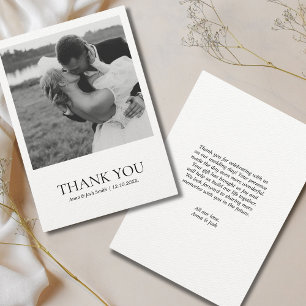 Simple Modern Black & White Minimalist Photo Thank You Card