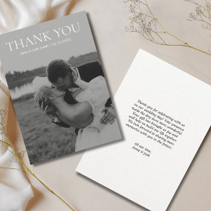 Simple Modern Black & White Minimalist Photo Thank You Card