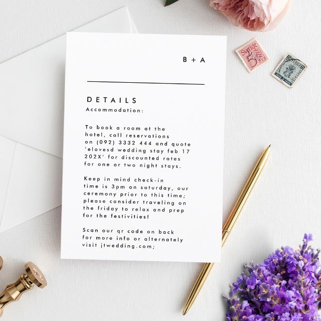 Simple Modern Black White Monogram Details RSVP Card (Creator Uploaded)