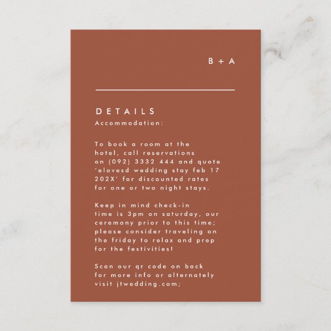 Simple Modern Black White Monogram Details RSVP Card (Front)