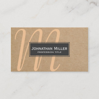 Simple Modern Black & White on Paper Monogram Business Card